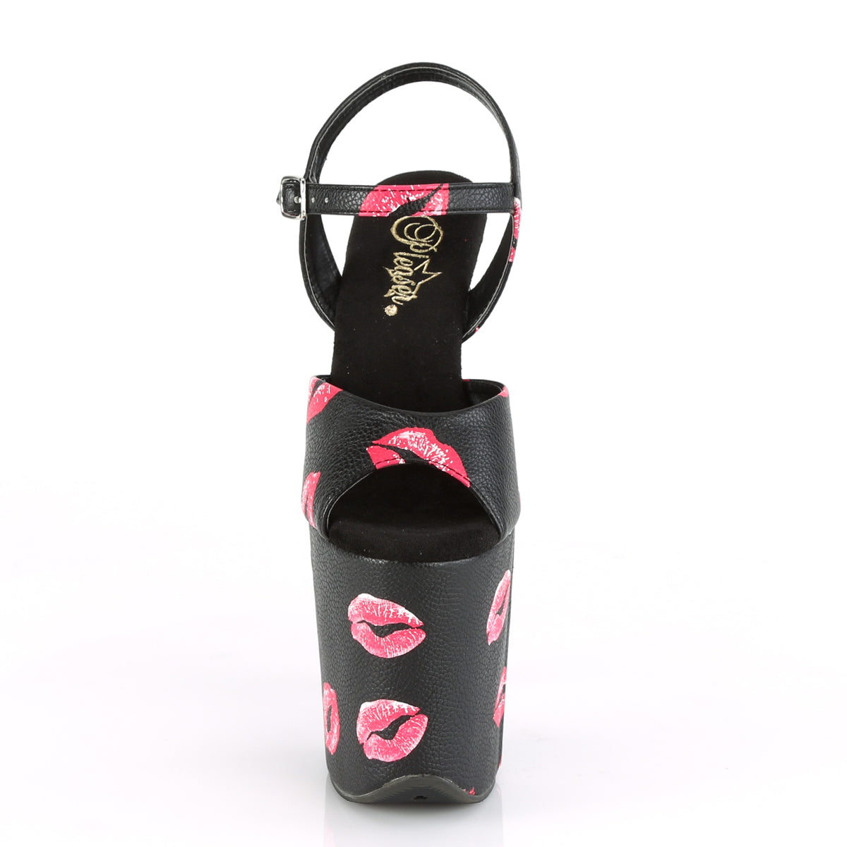 Pleaser FLAMINGO-809KISSES Black Platform Sandals - 8 Inch Heels