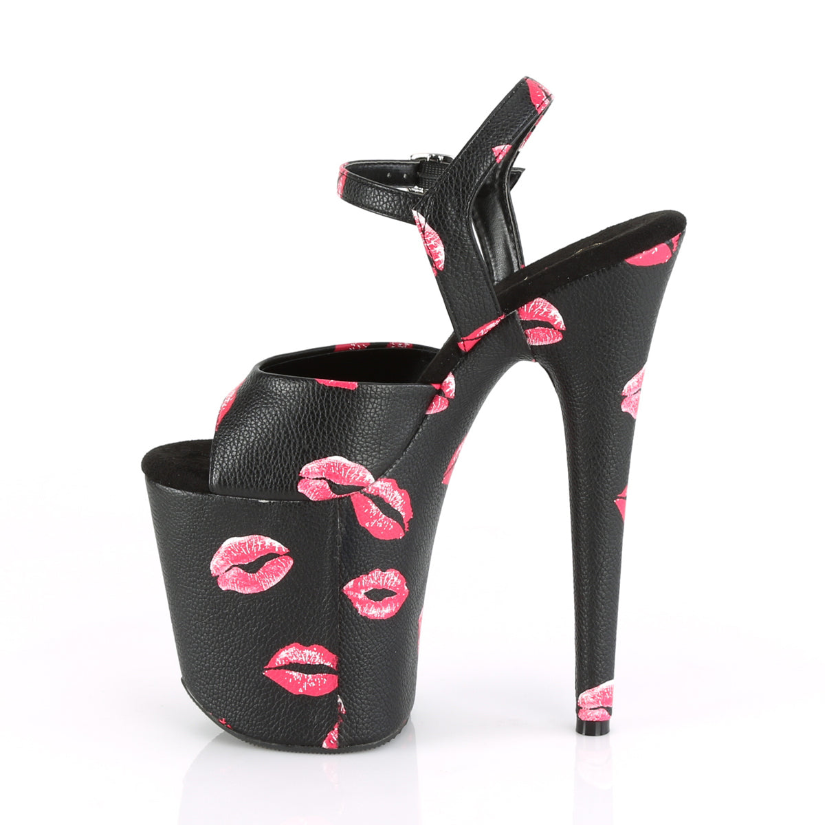 Pleaser FLAMINGO-809KISSES Black Platform Sandals - 8 Inch Heels