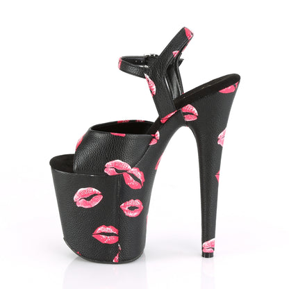 Pleaser FLAMINGO-809KISSES Black Platform Sandals - 8 Inch Heels