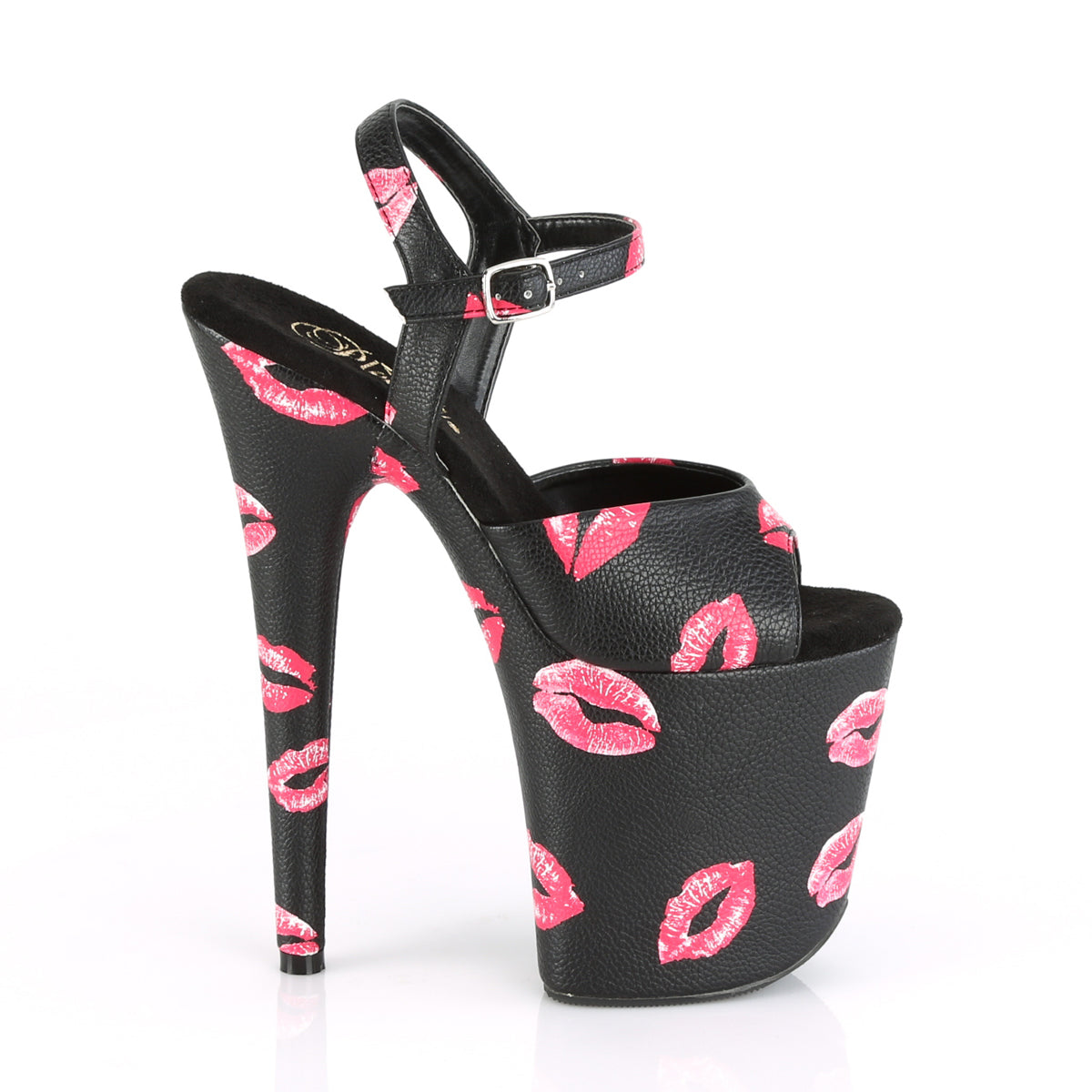 Pleaser FLAMINGO-809KISSES Black Platform Sandals - 8 Inch Heels