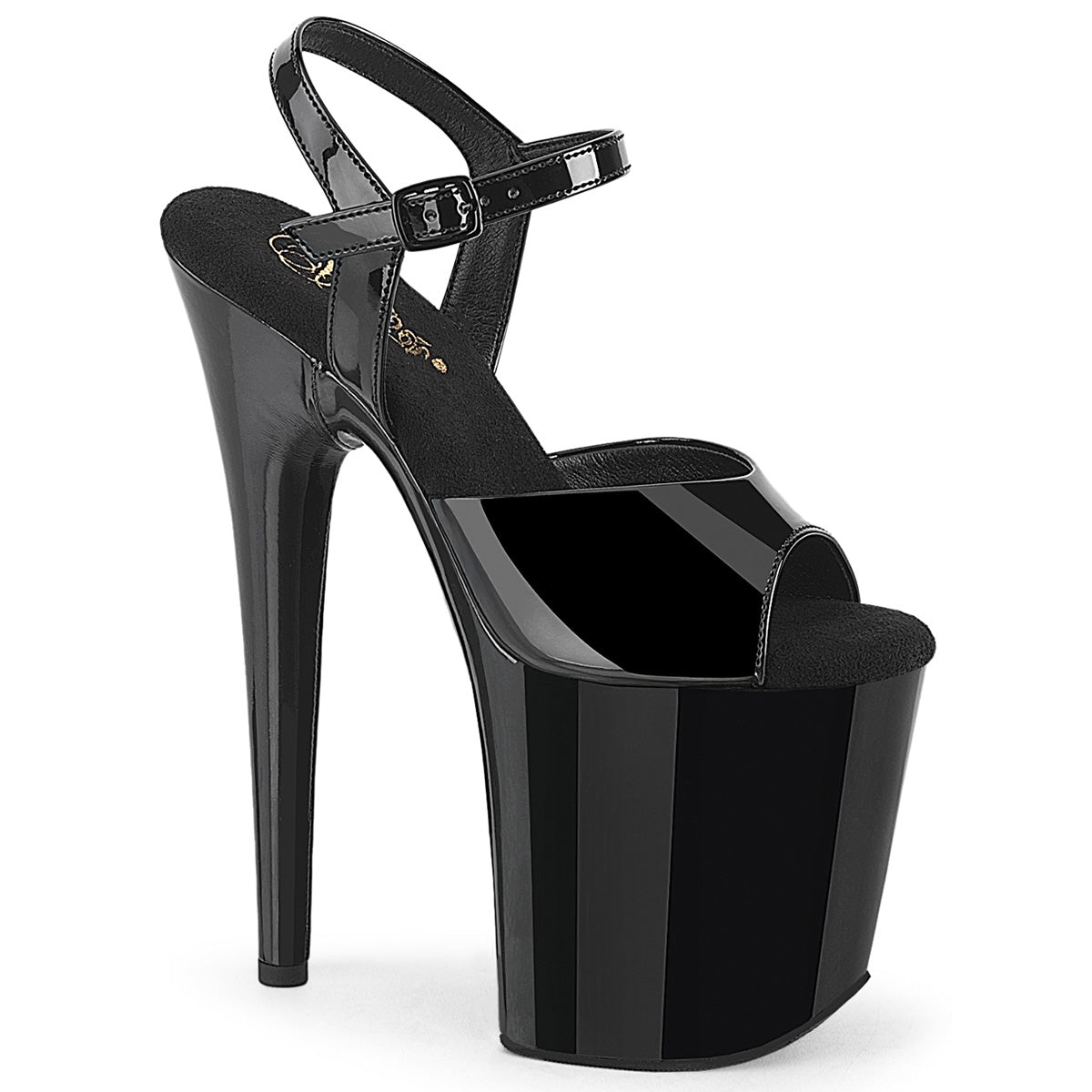 Pleaser FLAMINGO-809WR Black Patent/Black Platform Sandals - 8 Inch Heels Black Patent Black