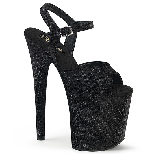 FLAMINGO-809WR Pleaser Black Fabric 8 Inch Dancer Platform Platform Shoes