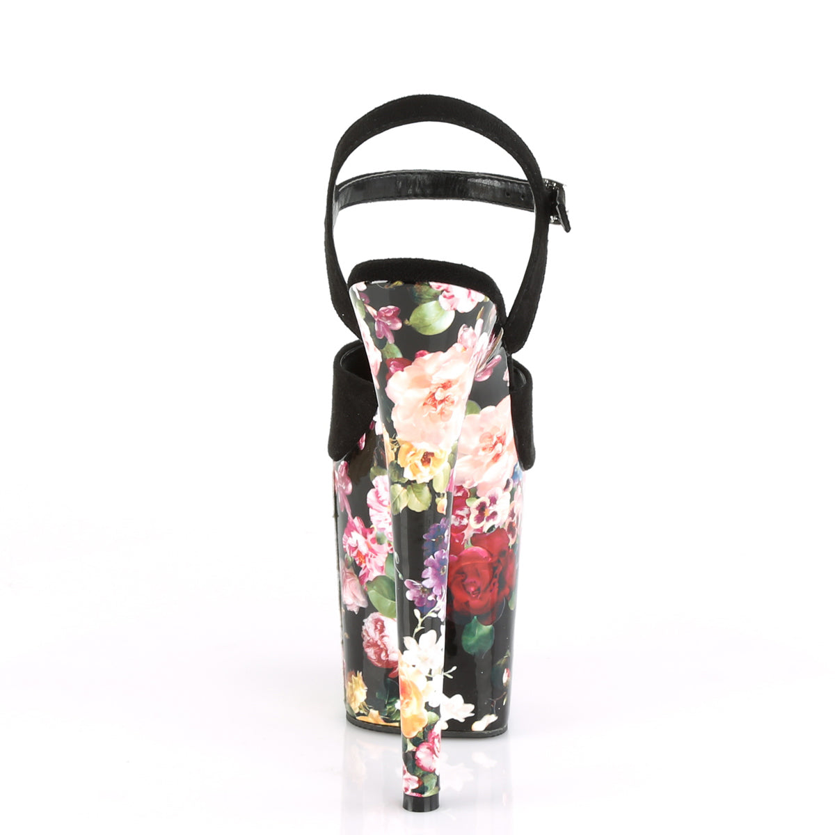 Pleaser FLAMINGO-809WR Black / Flower Print Wrapped Platform Sandals - 8 Inch Heels
