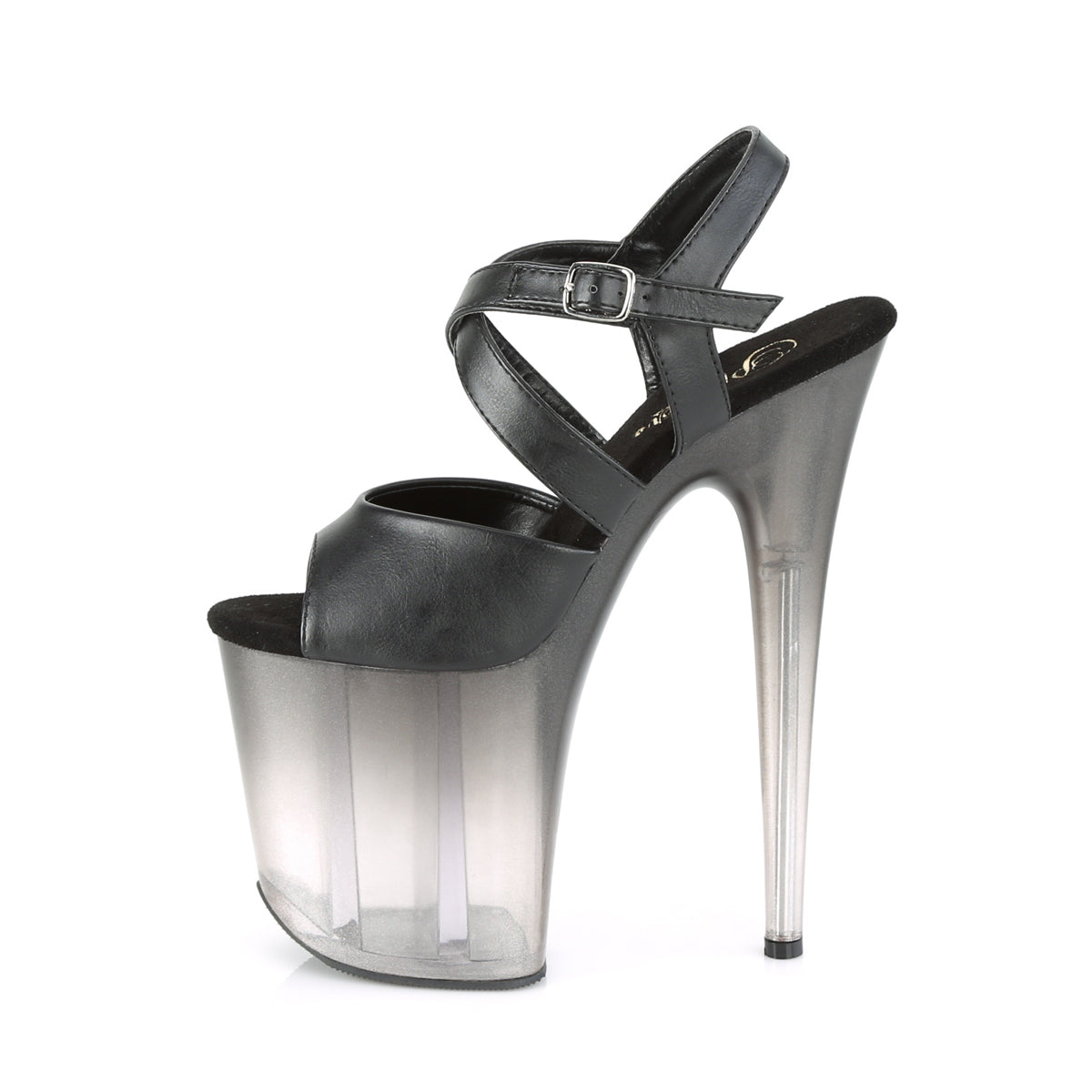 Pleaser FLAMINGO-822T Black / Faded Black Platform Sandals - 8 Inch Heels