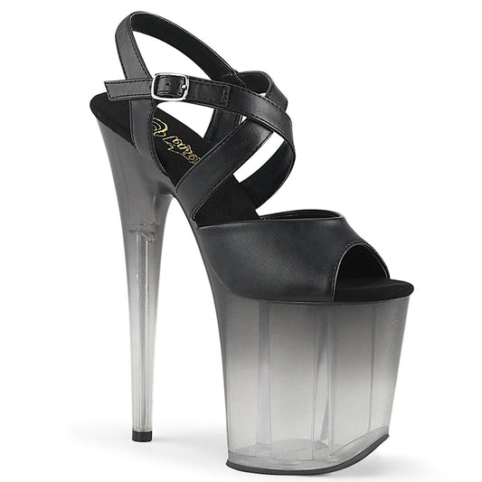 Pleaser FLAMINGO-822T Black / Faded Black Platform Sandals - 8 Inch Heels