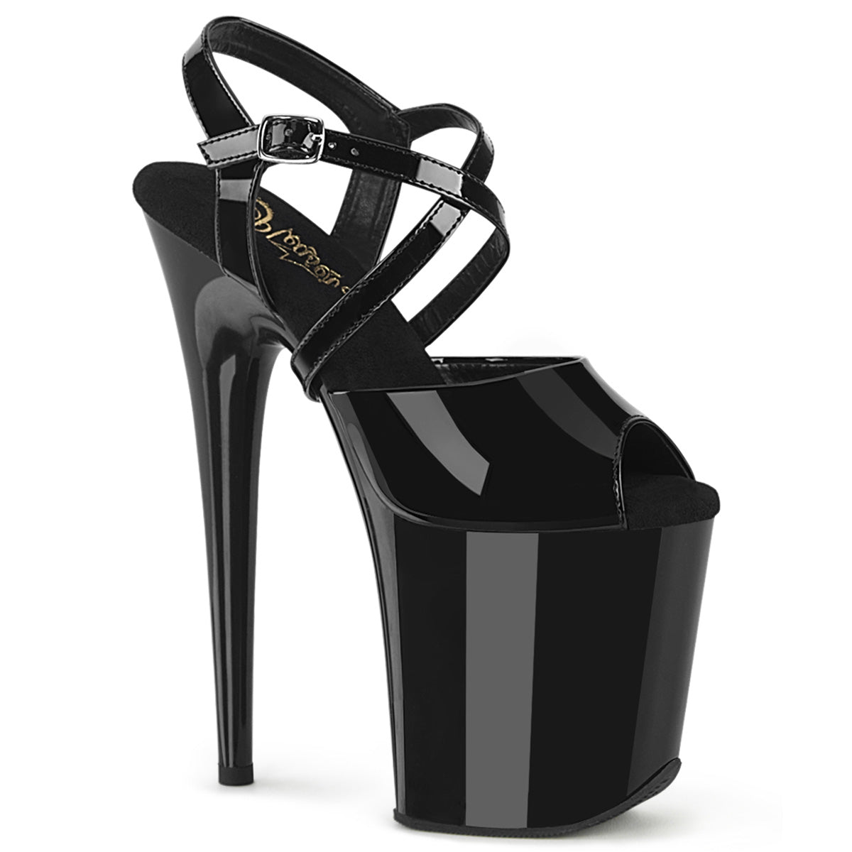 FLAMINGO-824 Pleaser Black 8 Inch Exotic Dancing Platform Shoes Blk Pat Blk