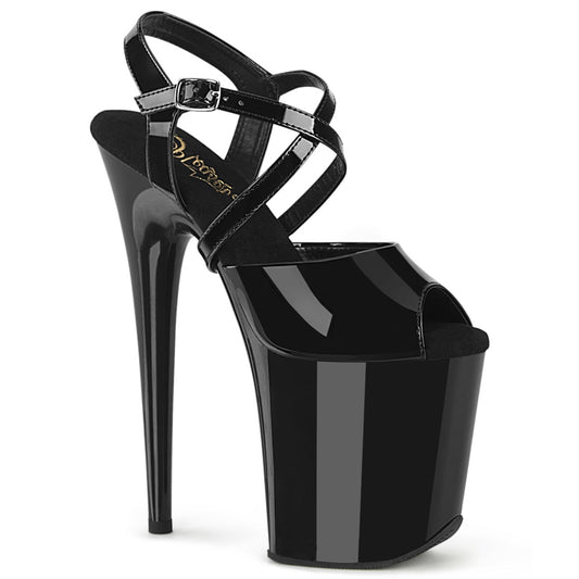 FLAMINGO-824 Pleaser Black 8 Inch Exotic Dancing Platform Shoes Blk Pat Blk