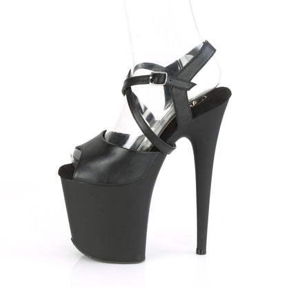 Pleaser FLAMINGO-824 Black / Black Matte Peep Toe Platform Sandals - 8 Inch Heels