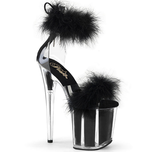 FLAMINGO-824F Pleaser Black 8 Inch Lap Dancer Platform Shoes Clr-Blk Fur M