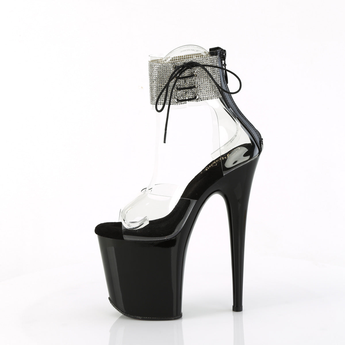 FLAMINGO-824RS Pleaser Clear Black 8 Inch Dancer Platform Platform Shoes