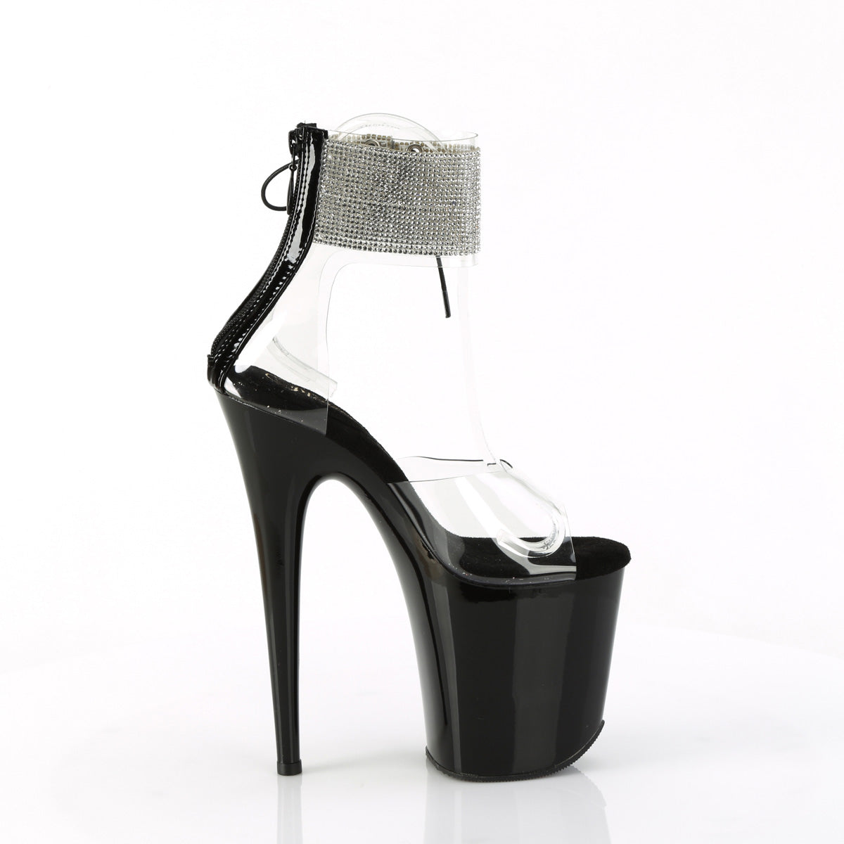 FLAMINGO-824RS Pleaser Clear Black 8 Inch Dancer Platform Platform Shoes