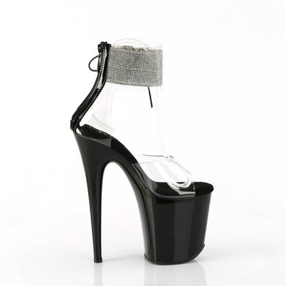 FLAMINGO-824RS Pleaser Clear Black 8 Inch Dancer Platform Platform Shoes