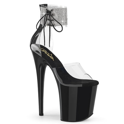 FLAMINGO-824RS Pleaser Clear Black 8 Inch Dancer Platform Platform Shoes Clr Blk