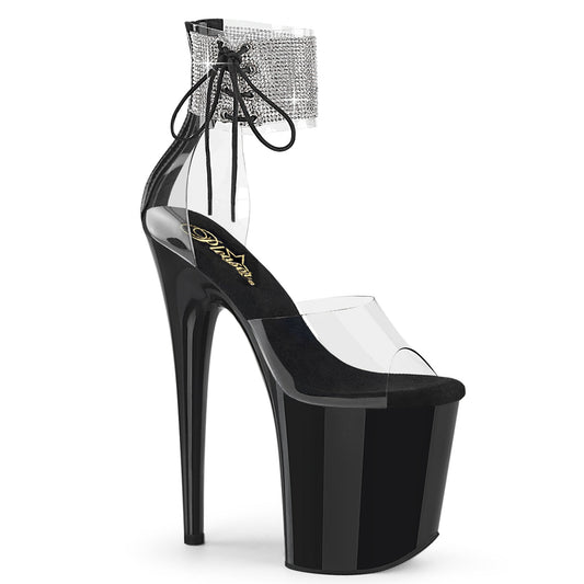FLAMINGO-824RS Pleaser Clear Black 8 Inch Dancer Platform Platform Shoes Clr Blk