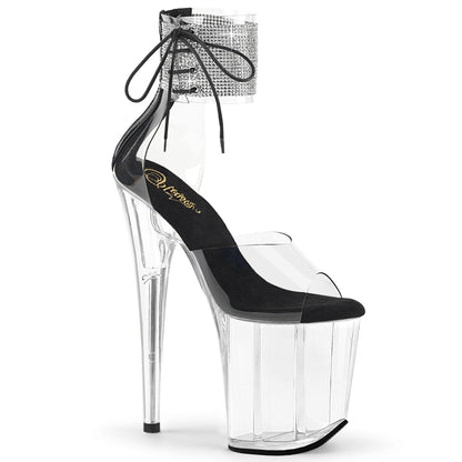 FLAMINGO-824RS Pleaser Clear 8 Inch Pole Dance Platform Shoes Clr-Blk Clr