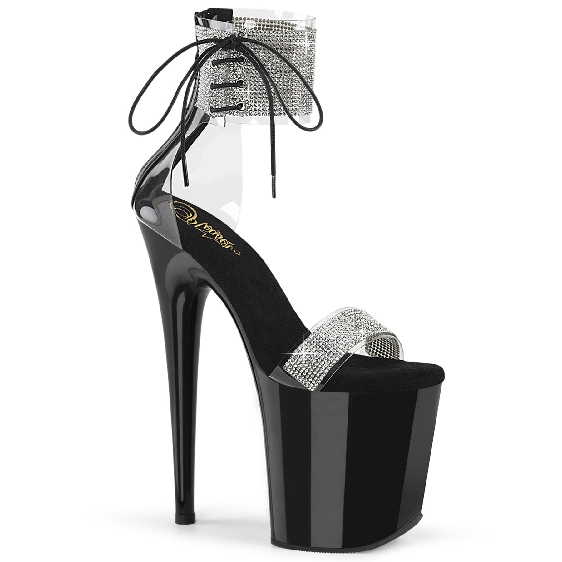 FLAMINGO-827RS Pleaser Black 8 Inch Exotic Dance Platform Shoes Clr-Blk Blk