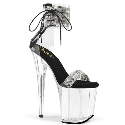 FLAMINGO-827RS Pleaser Clear 8 Inch Strippers Platform Shoes Clr-Blk Clr