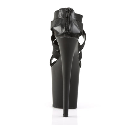 Pleaser FLAMINGO-869 Black Elastic Band / Black Matte Platform Sandals - 8 Inch Heels