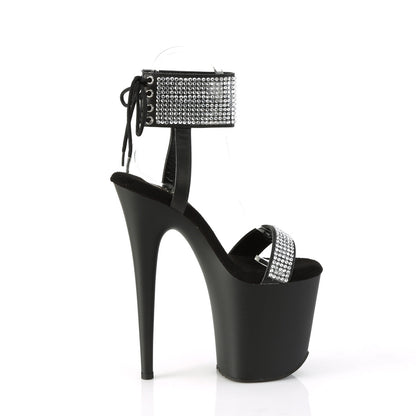 FLAMINGO-870 Pleaser 8" Heel Black Faux Leather-RS/Black Matte Platforms (Exotic Dancing)
