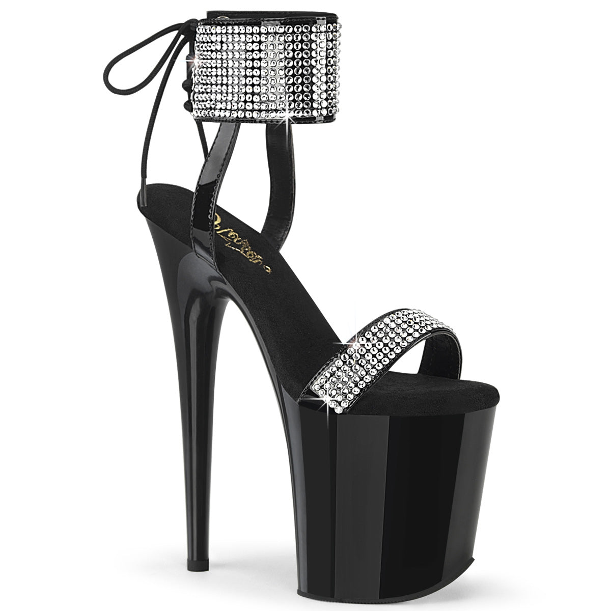 FLAMINGO-870 Pleaser Black 8 Inch Pole Dance Platform Shoes