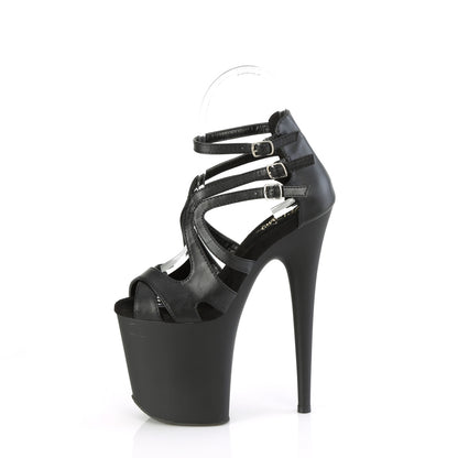 Pleaser FLAMINGO-877 Black / Black Matte Peep Toe Platform Sandals - 8 Inch Heels