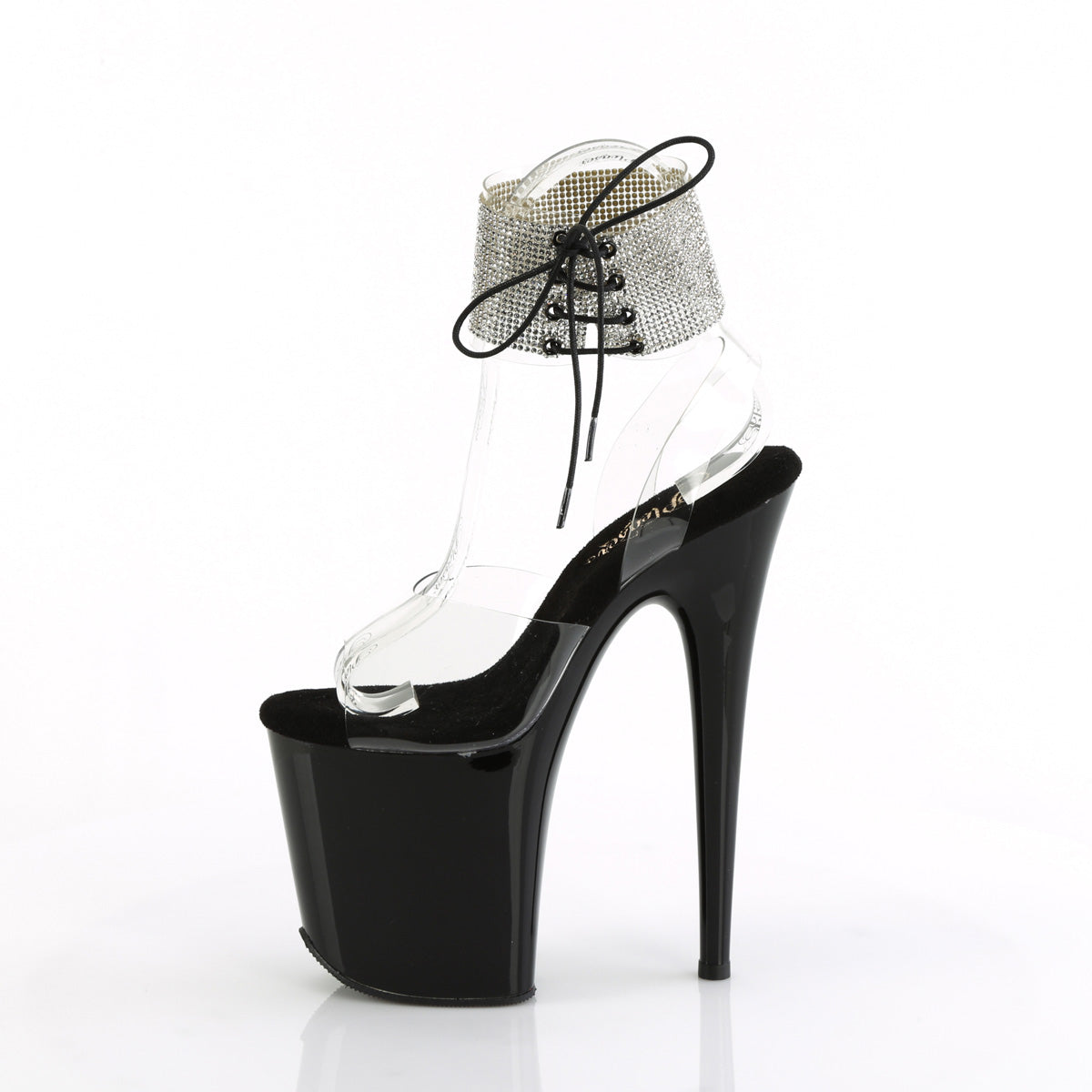 FLAMINGO-891-2RS Pleaser Clear Black 8 Inch Platform Sexy Pole Heels