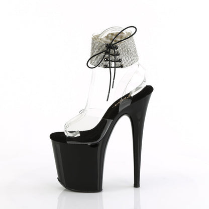 FLAMINGO-891-2RS Pleaser Clear Black 8 Inch Platform Sexy Pole Heels