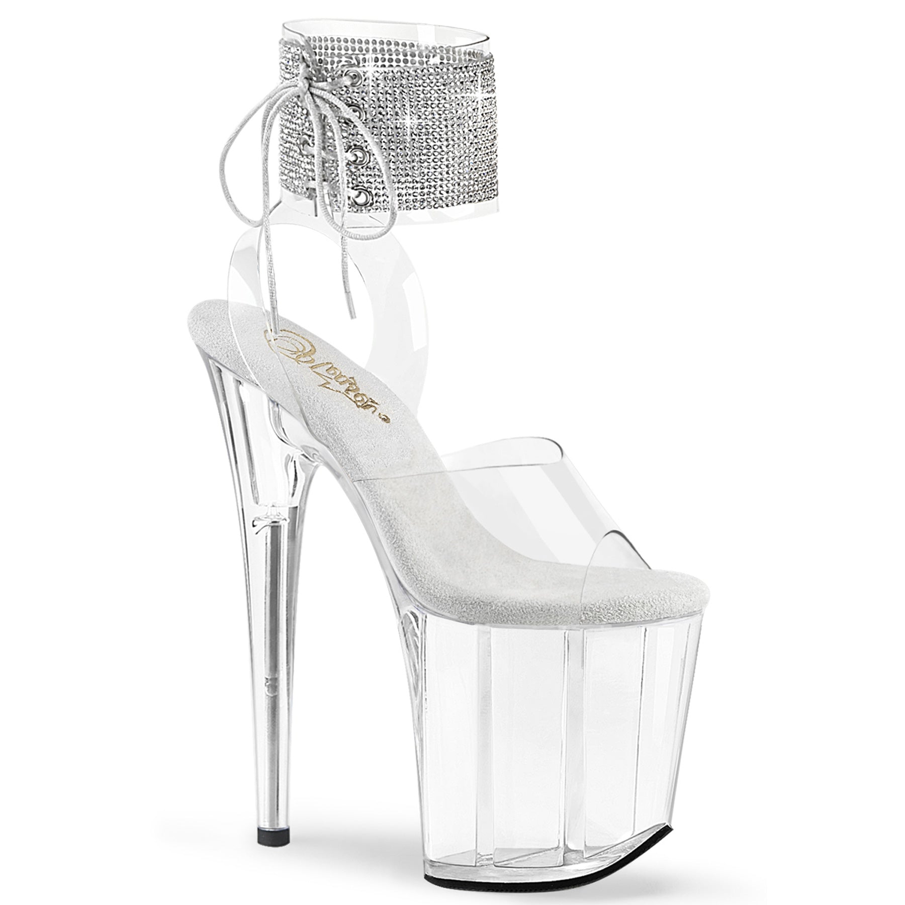 FLAMINGO-891-2RS Pleaser Clear 8 Inch Pole Dance Platform Shoes Clr Clr