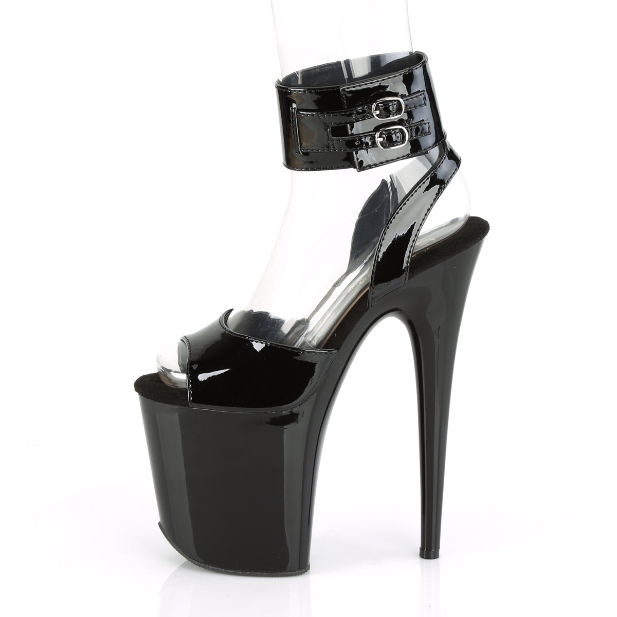 Pleaser FLAMINGO-891 Black Platform Sandals - 8 Inch Heels