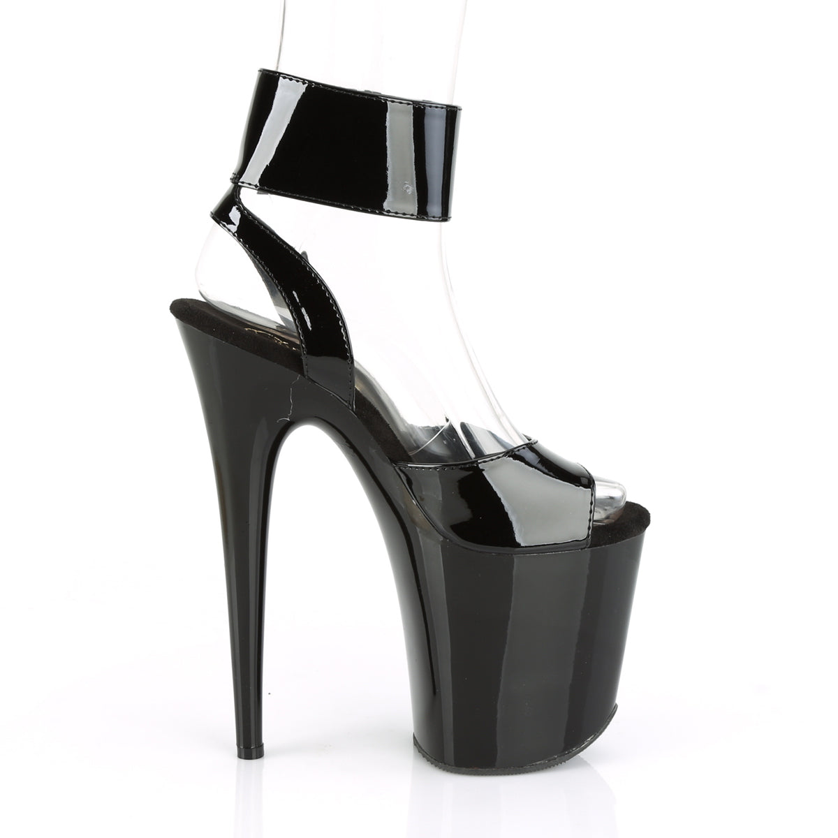 Pleaser FLAMINGO-891 Black Platform Sandals - 8 Inch Heels