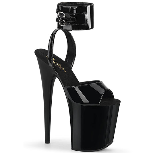 Pleaser FLAMINGO-891 Black Platform Sandals - 8 Inch Heels