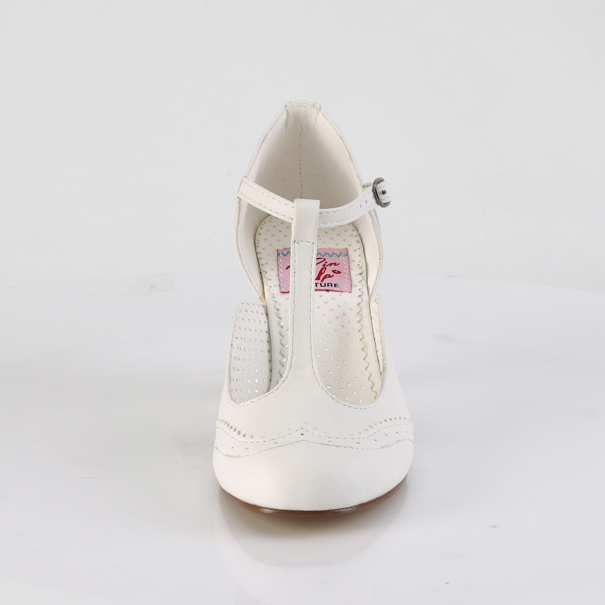 Pin Up Couture FLAPPER-26 White Court Shoes - 3 Inch Heels