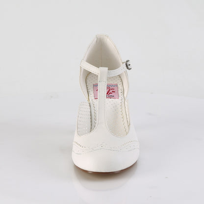 Pin Up Couture FLAPPER-26 White Court Shoes - 3 Inch Heels