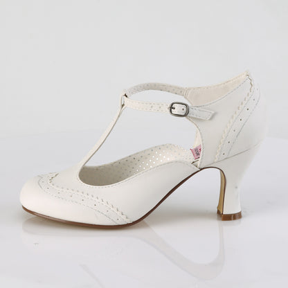 Pin Up Couture FLAPPER-26 White Court Shoes - 3 Inch Heels