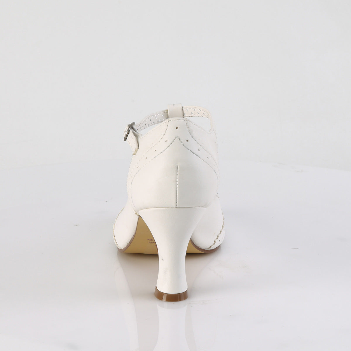 Pin Up Couture FLAPPER-26 White Court Shoes - 3 Inch Heels