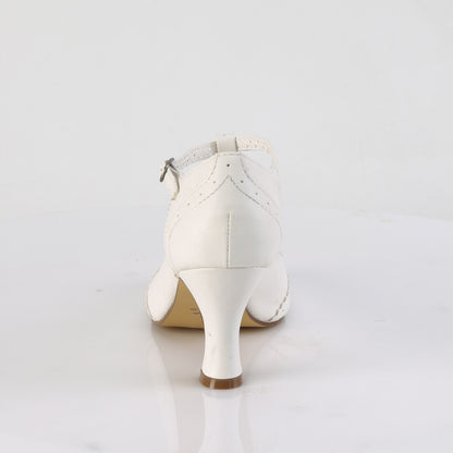 Pin Up Couture FLAPPER-26 White Court Shoes - 3 Inch Heels