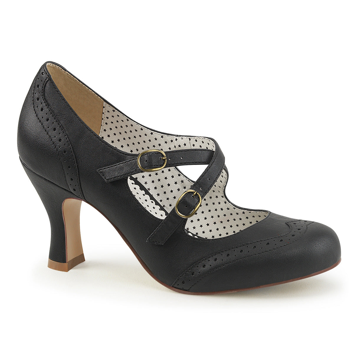 Pin Up Couture FLAPPER-35 Black Mary Jane Shoes - 3 Inch Heels