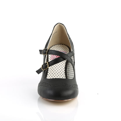 Pin Up Couture FLAPPER-35 Black Mary Jane Shoes - 3 Inch Heels