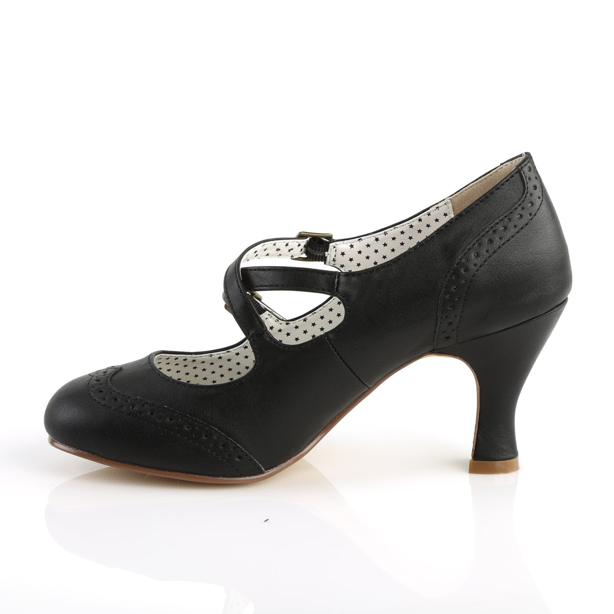 Pin Up Couture FLAPPER-35 Black Mary Jane Shoes - 3 Inch Heels