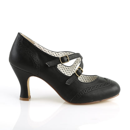 Pin Up Couture FLAPPER-35 Black Mary Jane Shoes - 3 Inch Heels