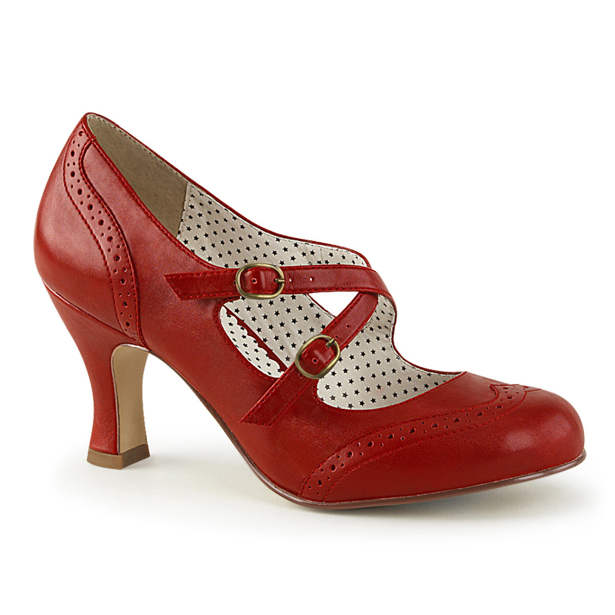 Pin Up Couture FLAPPER-35 Red Mary Jane Shoes - 3 Inch Heels