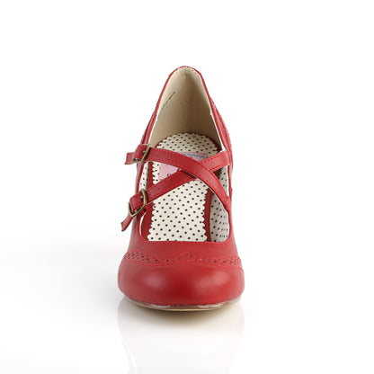 Pin Up Couture FLAPPER-35 Red Mary Jane Shoes - 3 Inch Heels