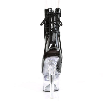 FLASHDANCE-1018-7 7" Heel Black Clear Pole Dancer Light Up Shoe