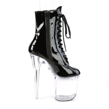 FLASHDANCE-1020-8 8" Heel Black Clear Pole Dancer Platform Shoes