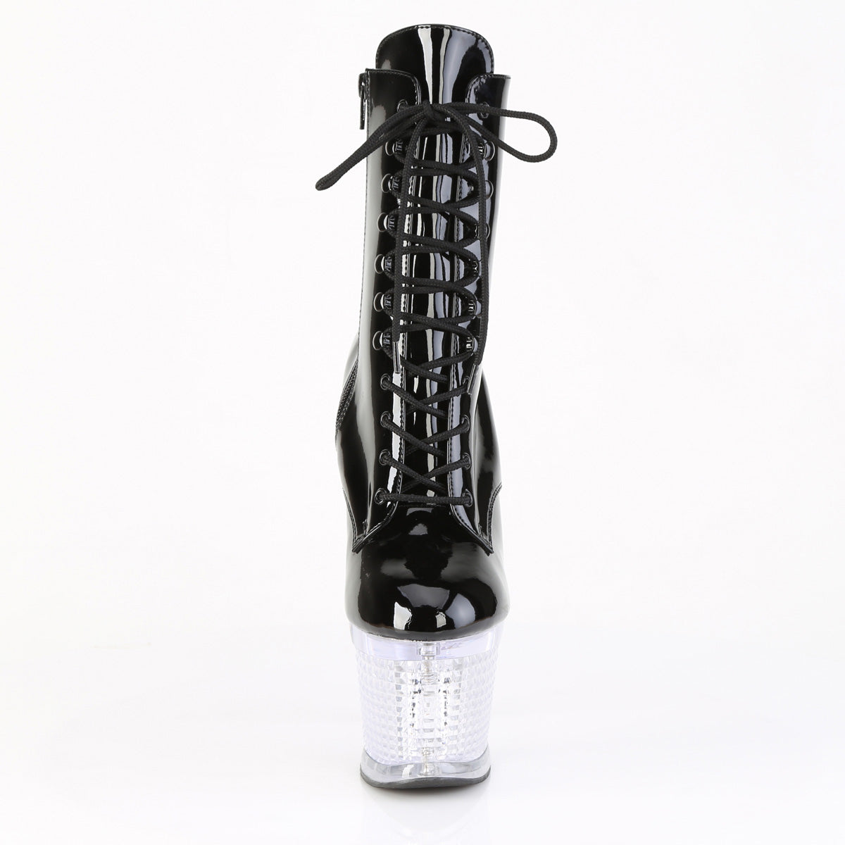 FLASHDANCE-1020SPEC Pleaser Black Clear 7 Inch Pole Dancer Ankle Boots
