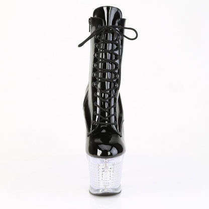 FLASHDANCE-1020SPEC Pleaser Black Clear 7 Inch Pole Dancer Ankle Boots