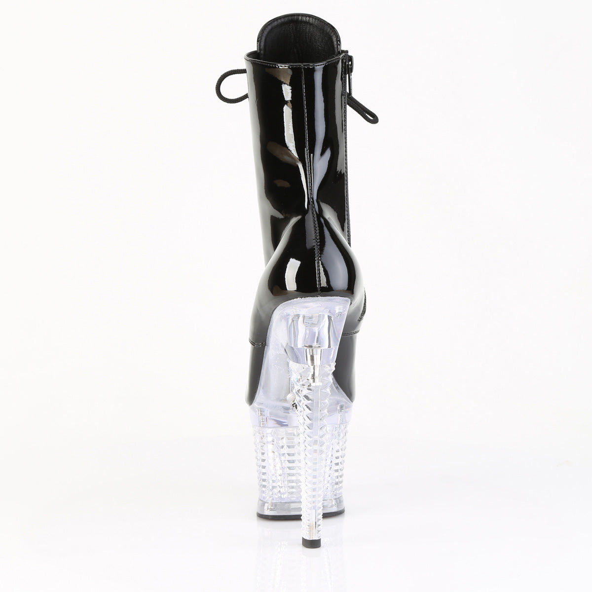 FLASHDANCE-1020SPEC Pleaser Black Clear 7 Inch Pole Dancer Ankle Boots
