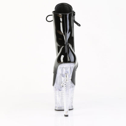 FLASHDANCE-1020SPEC Pleaser Black Clear 7 Inch Pole Dancer Ankle Boots