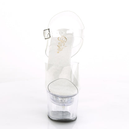 Pleaser FLASHDANCE-708 Clear Platform Sandals - 7 Inch Heels