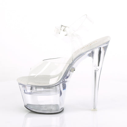 Pleaser FLASHDANCE-708 Clear Platform Sandals - 7 Inch Heels